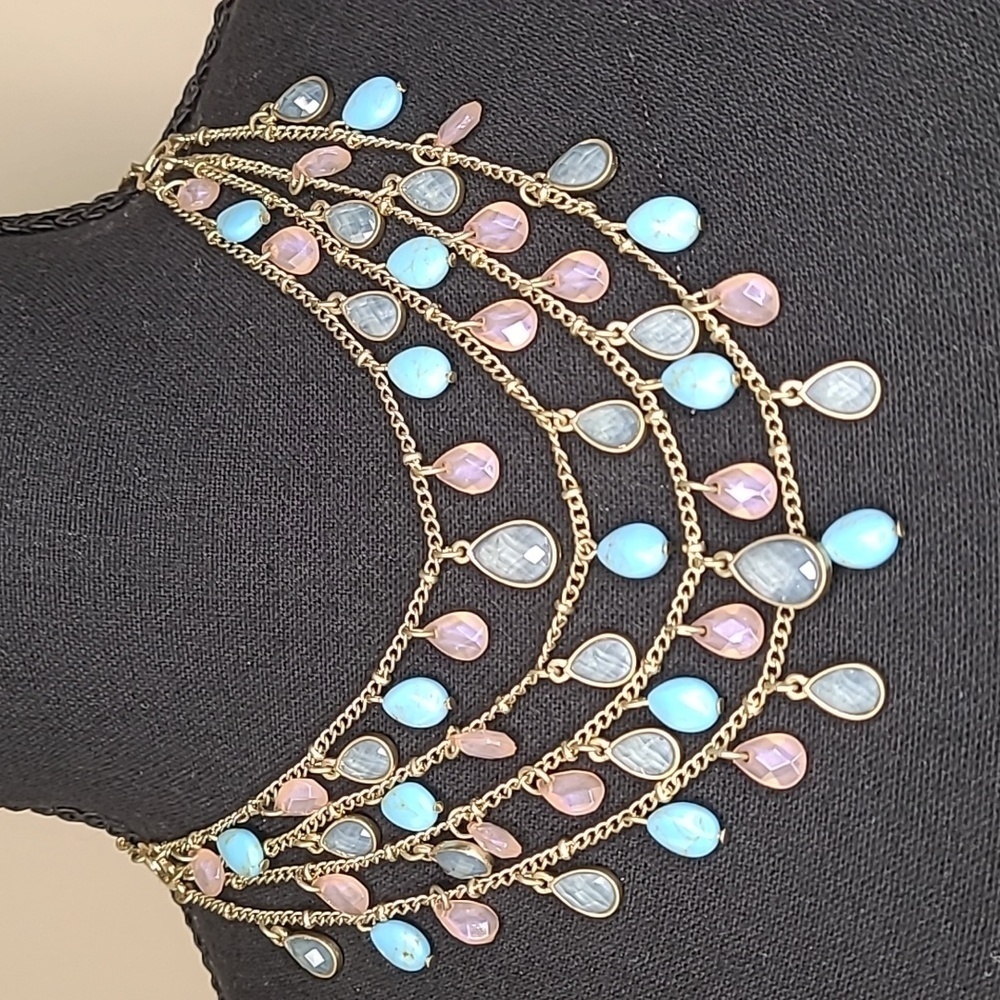 Nine West Vintage America. Gold chain. Multi-color beads and baubles. 18".